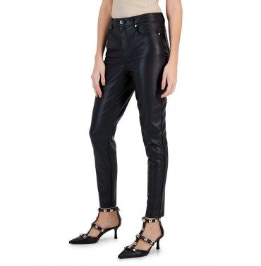 Women's Faux-Leather Skinny Pants Deep Black $26.85 Pants